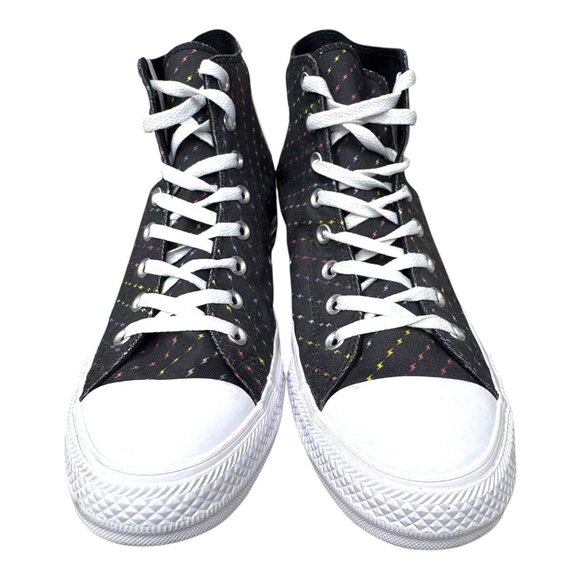 Black Converse Chuck Taylor All Star High Top Pride Bolt Print Rainbow Sneakers - Picture 6 of 9